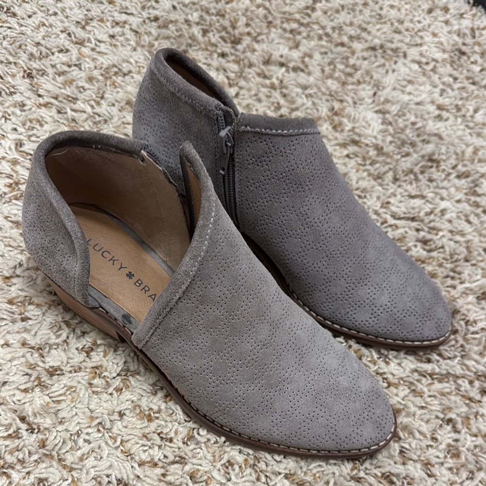 Lucky Brand Gray Suede Ankle Boots